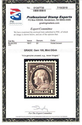 1917, $1 Franklin, violet brown, perf. 11 (Scott 518), o.g., never ...