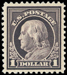 1917, $1 Franklin, violet brown, perf. 11 (Scott 518), an ...