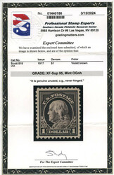 1917, $1 Franklin, violet brown, perf. 11 (Scott 518), an ...