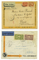 Indochina, 1932-1934, six airmail covers to France, one from Hanoi, ...