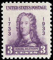 1933, 3¢ Georgia Bicentennial (Scott 726), o.g., never hinged, ...