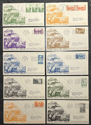 1935, National Parks, imperf., 1¢ to 10¢ complete (Scott 756-765), ...