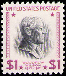 1954, Presidential Issue, $1 Wilson, red violet & black, dry printing ...