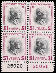 1954, Presidential Issue, $1 Wilson, bright magenta & black (Scott ...