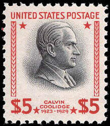 1938, Presidential Issue, $5 Coolidge (Scott 834), o.g., never hinged ...