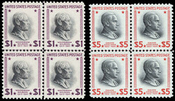 1938, Presidential Issue, $1 Wilson and $5 Coolidge (Scott 832, 834), ...
