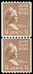 1939, Presidential Issue, 1½¢ Martha Washington, vertical coil, ...