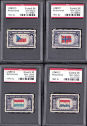 1943-44, Overrun Countries complete (Scott 909-921), set of 13, ...