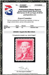 1954, Liberty Issue, 2¢ Jefferson (Scott 1033), o.g., never hinged, ...