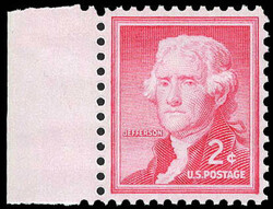 1954, Liberty Issue, 2¢ Jefferson, experimental Silkote paper (Scott ...