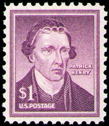 1958, Liberty Issue, $1 Patrick Henry, dry printing (Scott 1052a), o ...