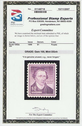 1958, Liberty Issue, $1 Patrick Henry, dry printing (Scott 1052a), o ...