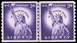 1967, Liberty Issue, 3¢ Statue of Liberty, horizontal coil, tagged, ...