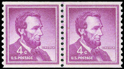 1958, Liberty Issue, 4¢ Lincoln, horizontal coil, large perf. holes, ...