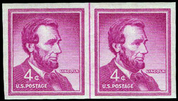 1958, Liberty Issue, 4¢ Lincoln, horizontal coil, imperf. pair ...