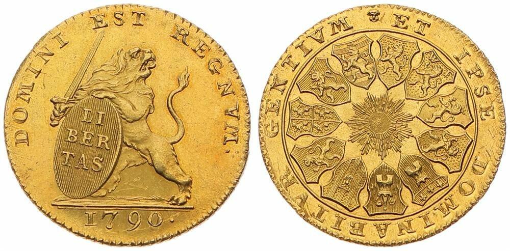 Austrian Netherlands, Insurrection Coinage, 14 Florins Gold 1790(b), ...