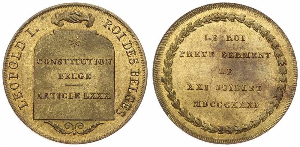 Belgium, Kingdom, Leopold I, Medal in Brass 1831 by Veyrat, Legend ' ...
