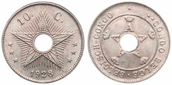 Belgian Congo, Colony, Albert I, 10 Centimes Copper-Nickel 1928/5, ...
