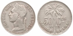 Belgian Congo, Colony, Albert I, 50 Centimes Copper-Nickel 1923, ...