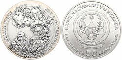 Rwanda, Republic, 50 Francs Silver 2008, Mountain Gorillas & Map, KM ...