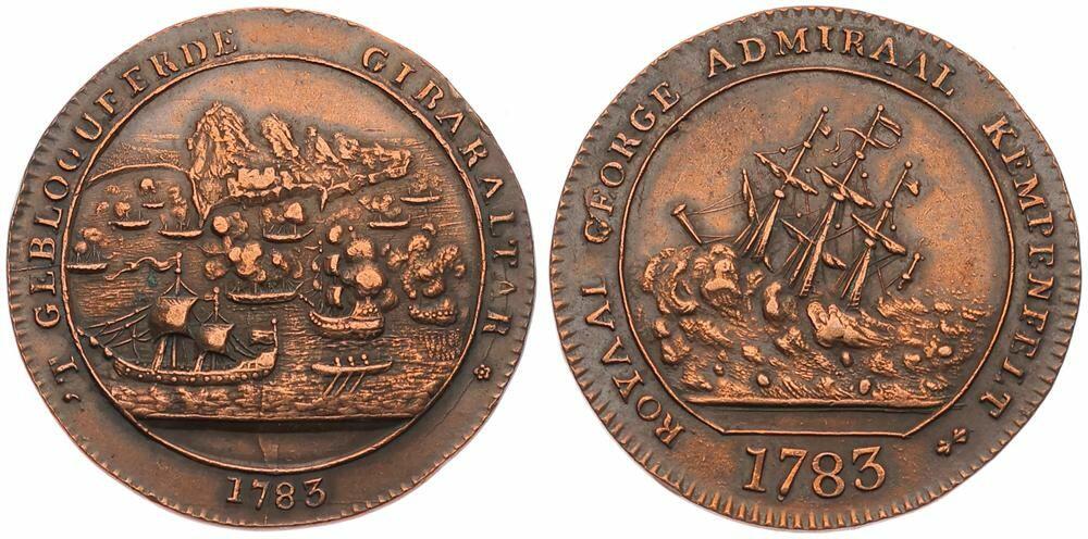 Gibraltar, British Colony, George III, Medal in Bronze 1783, Dutch ...
