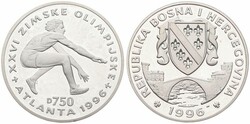 Bosnia-Herzegovina, Republic, 750 Dinara Silver 1996, Olympics - Long ...