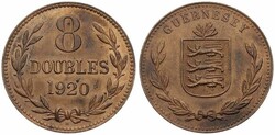 Guernsey, British Dependency, George V, 8 Doubles Bronze 1920H, ...