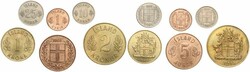 Iceland, Republic, 1, 5, 10, 25 Aurar & 1, 2 Kronur 1965-1966, ...