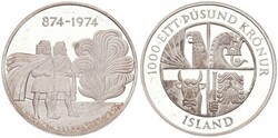 Iceland, Republic, 1000 Kronur Silver ND (1974), 1100th Anniversary ...