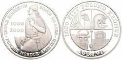 Iceland, Republic, 1000 Kronur Silver ND (2000), Leif Ericsson ...
