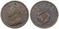 Ireland, British Dependency, George IV, 1/2 Penny Copper 1822, ...