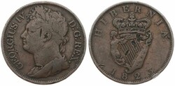Ireland, British Dependency, George IV, 1 Penny Copper 1823, Laureate ...