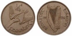 Ireland, Irish Free State, 1 Farthing Bronze 1928, Woodcock in flight ...