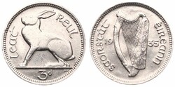 Ireland, Irish Free State, 3 Pence Nickel 1935, Seated hare, KM 4, ...