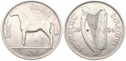 Ireland, Irish Free State, 1/2 Crown Silver 1934, Horse left, KM 8, ...