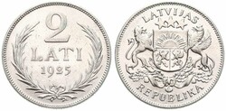 Latvia, First Republic, 2 Lati Silver 1925, National arms above ...
