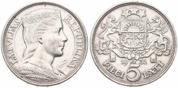 Latvia, First Republic, 5 Lati Silver 1931, Crowned head right, KM 9, ...