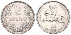 Lithuania, Republic, 2 Litu Silver 1925, National arms, KM 77, XF/AU. ...