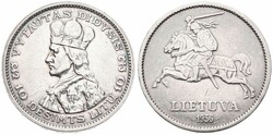 Lithuania, Republic, 10 Litu Silver 1936, Bust of Vytautas Didysis ...