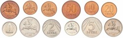 Lithuania, Republic, 10, 20, 50 Centu & 1, 2, 5 Litai 1991, Knight on ...