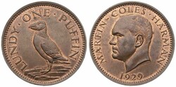 Lundy, British Administration, Martin Coles Harman, 1 Puffin Bronze ...