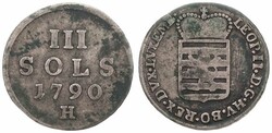 Luxembourg, Grand Duchy, Leopold II, 3 Sols Silver 1790H, Crowned ...