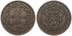 Luxembourg, Grand Duchy, William III, 10 Centimes Bronze 1865A, ...