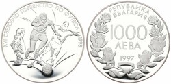 Bulgaria, Republic, 1000 Leva Silver 1997, World Championship Soccer, ...