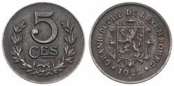 Luxembourg, Grand Duchy, Charlotte, 5 Centimes Iron 1922, National ...