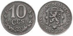 Luxembourg, Grand Duchy, Charlotte, 10 Centimes Iron 1921, National ...