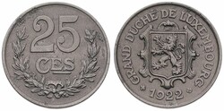 Luxembourg, Grand Duchy, Charlotte, 25 Centimes Iron 1922, National ...