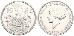 Luxembourg, Grand Duchy, Charlotte, 10 Francs Silver 1929, Head left, ...