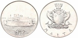 Malta, Republic, 2 Pounds Silver 1972, Fort San Angelo, KM 14, B.UNC. ...