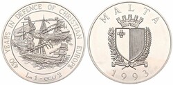 Malta, Republic, 1 Lira (2 Ecu) Copper-Nickel 1993, 430 Years in ...